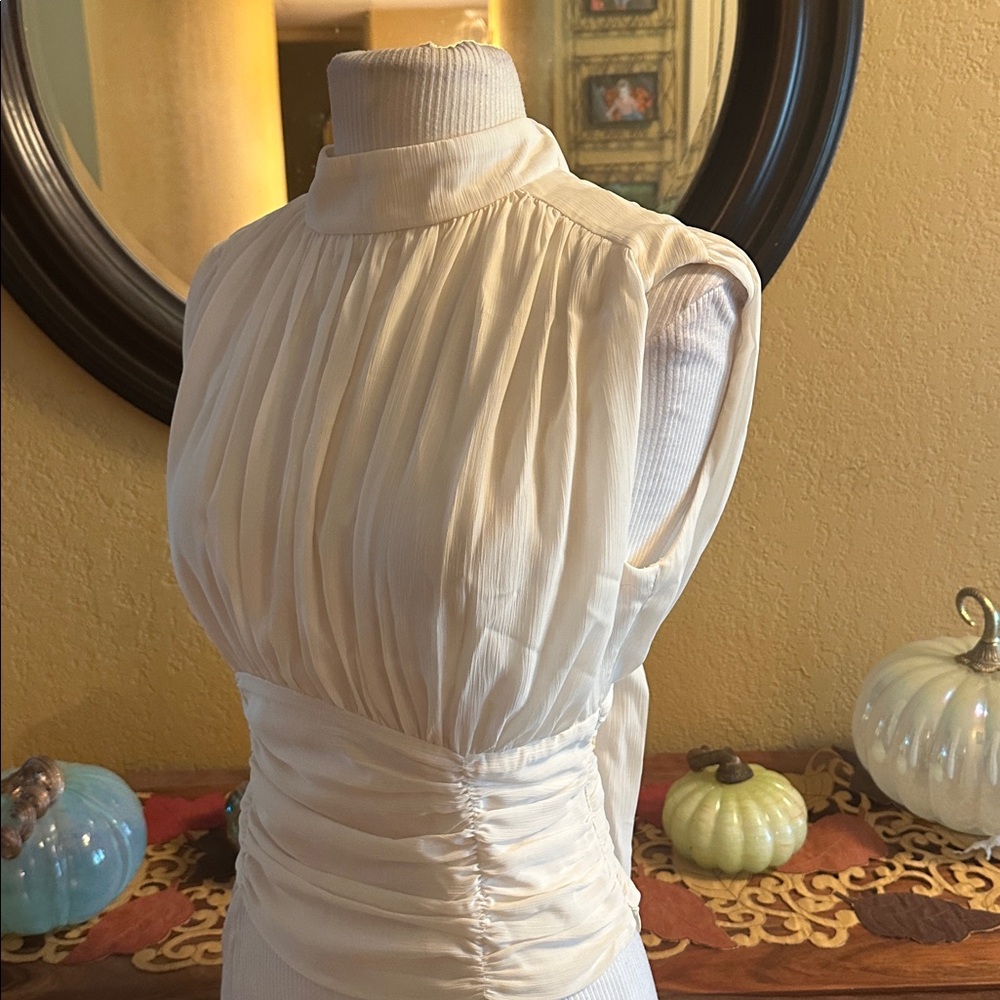 NWT Ivory Pleated Blouse - Picture 7 of 9